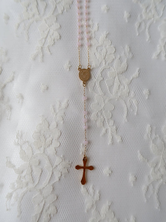 Pink Rosary Necklace