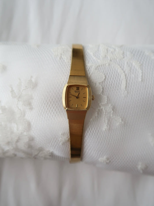 Vintage Japanese Square Face Gold Watch