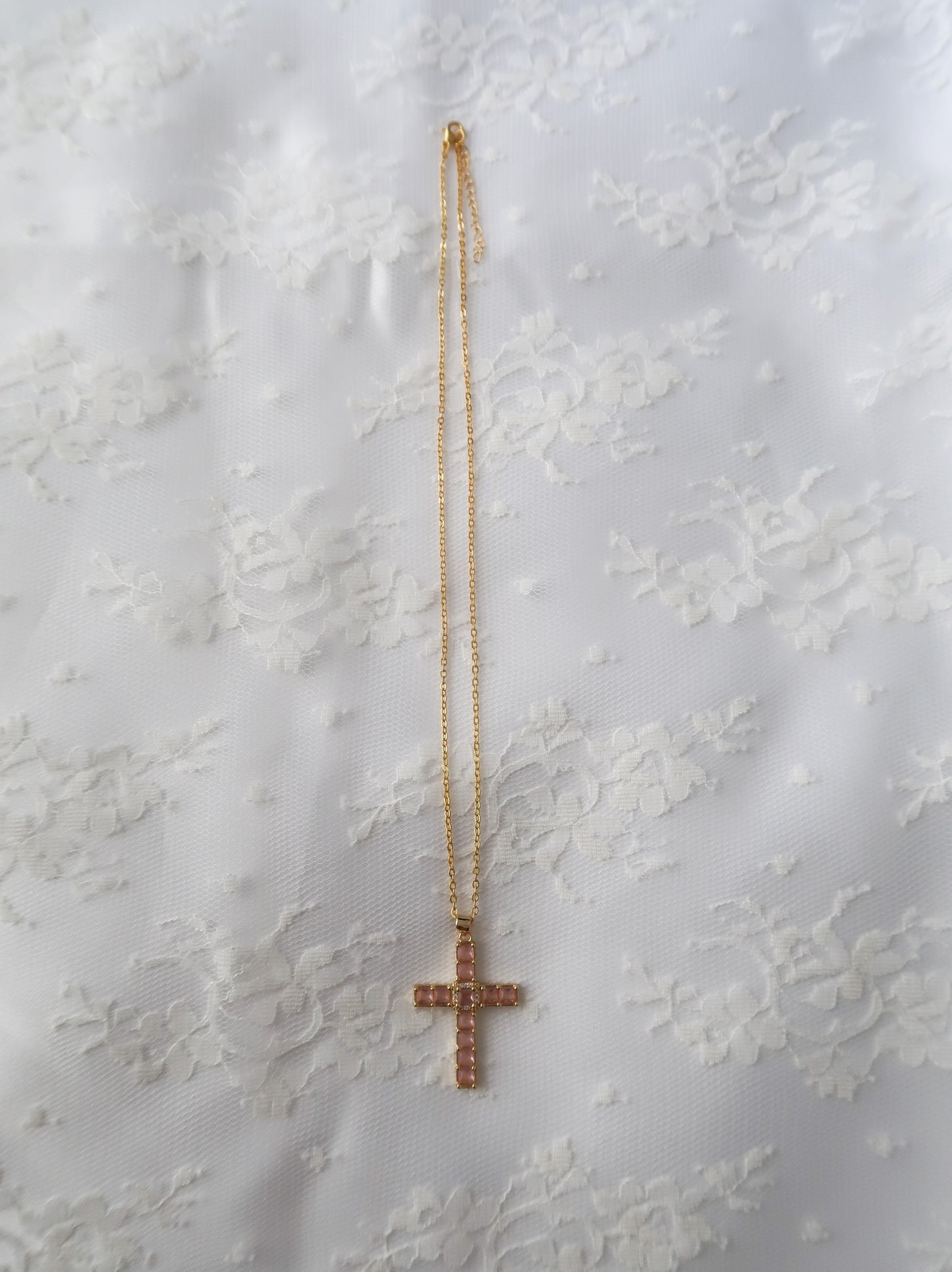 Pink Cross Necklace