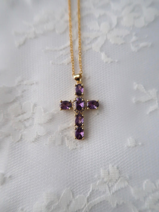 Purple Cross Necklace