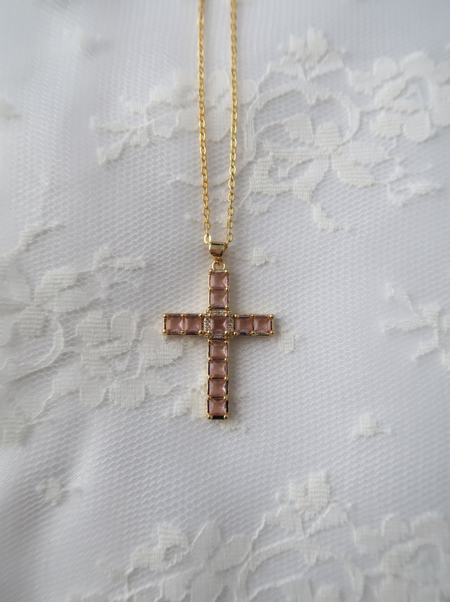 Pink Cross Necklace