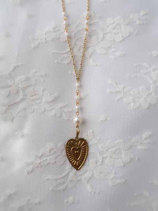 Gold Heart Lariat Necklace