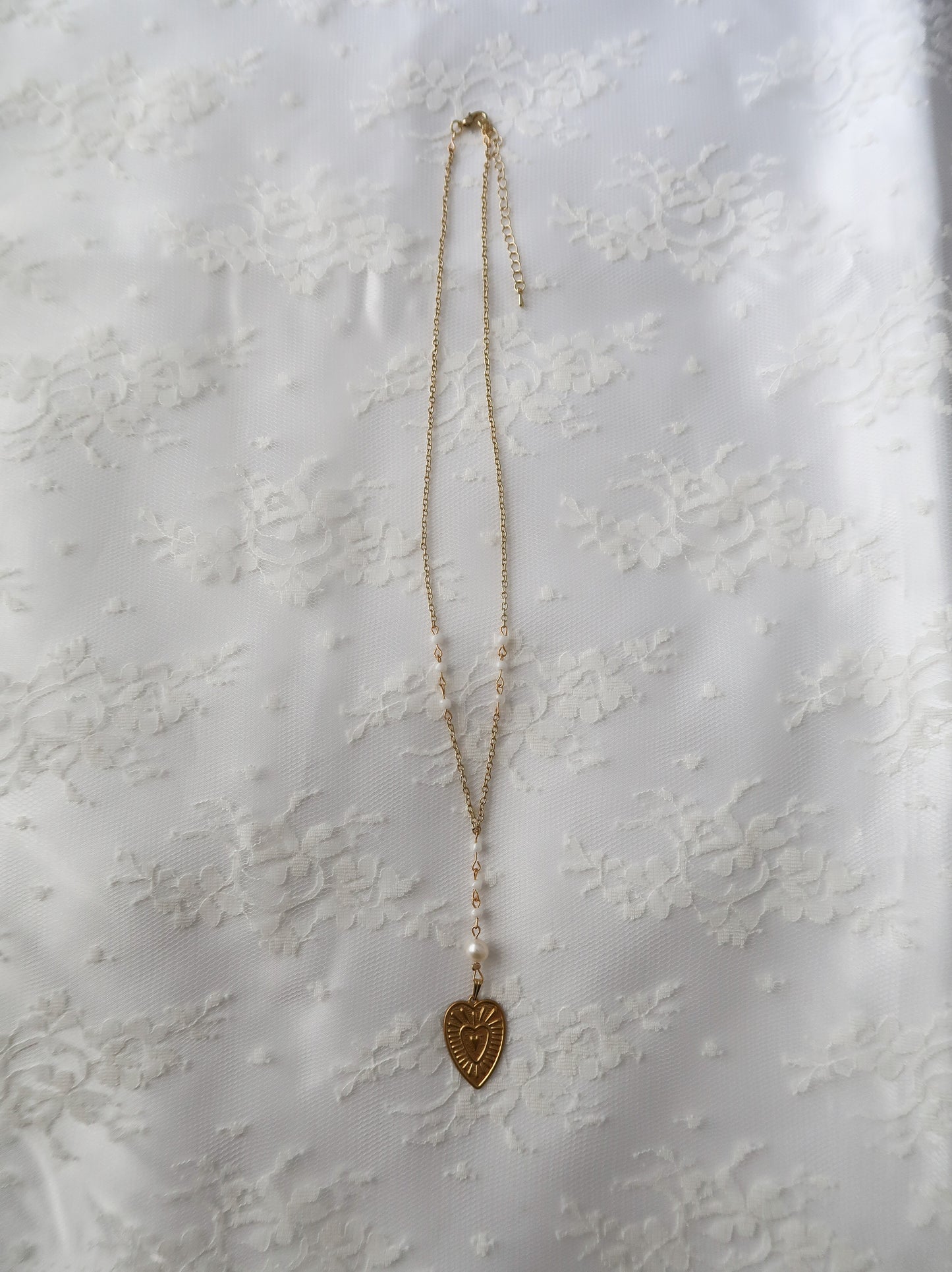 Gold Heart Lariat Necklace